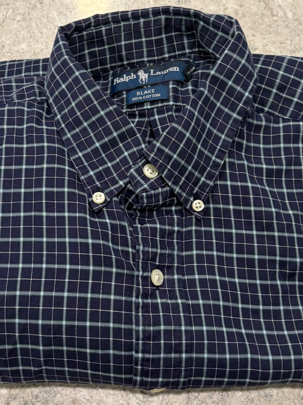 Ralph Lauren Blake Men's Navy Check Button-Down Shirt-XL